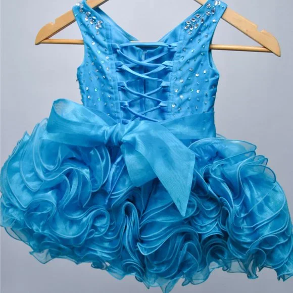 The Rain Kids Ocean Turquoise Bright Blue Cupcake Pageant Dress: Size 24  months